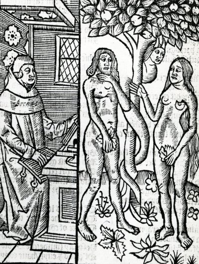 Adam et Ève, illustration de la traduction de John Lydgate de 
